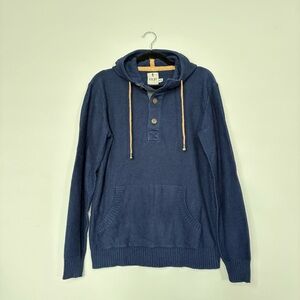 Kolby Mens Hooded Henley Sweater Navy Blue Size M 
Long Sleeve Casual, Pullover